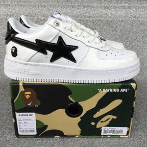 A Bathing Ape Bape Sta Low White Black Sneakers